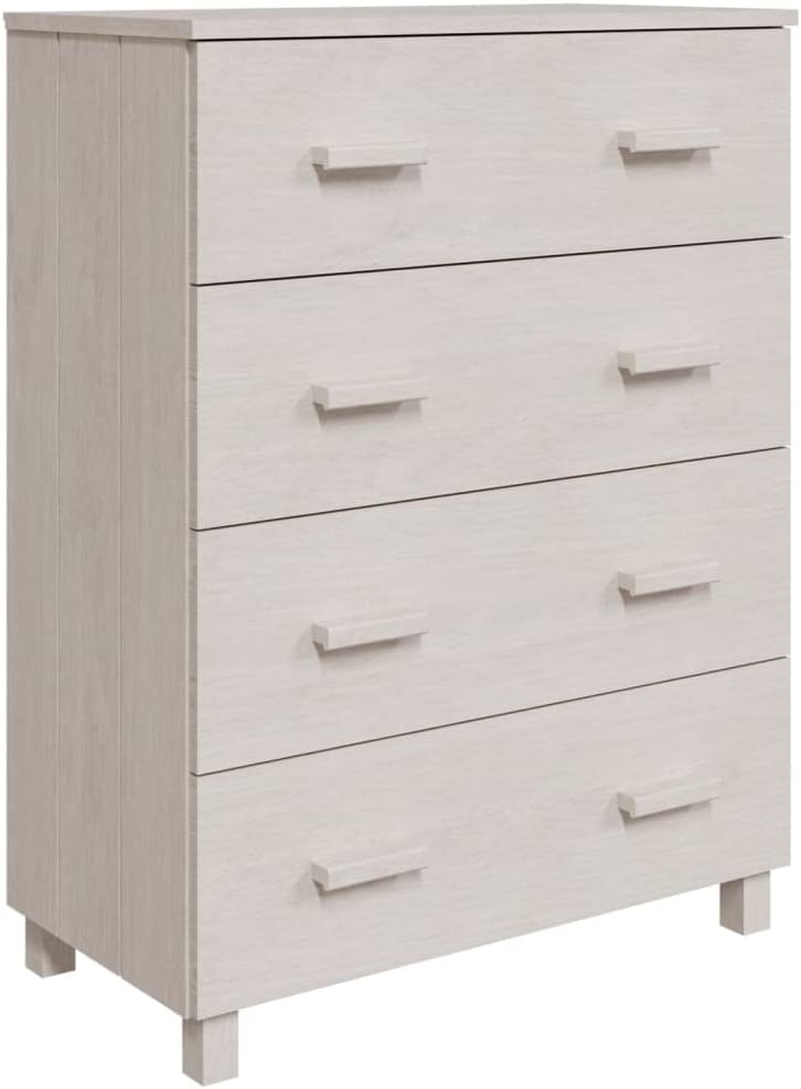 Modern White Sideboard with Smooth Sliding Doors, Solid Pinewood and MDF Cons...