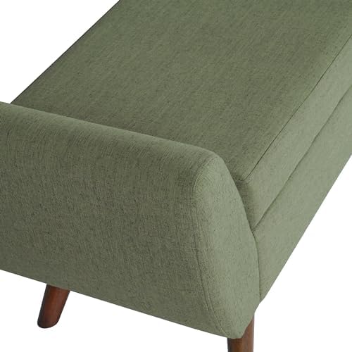 HomePop 60" Modern Storage Bench with Wood Legs - Olive Green Woven