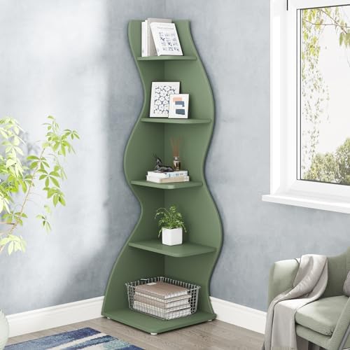 Tribesigns Corner Shelf, Modern 5-Tier Wall Corner Bookshelf, Stylish Corner ...