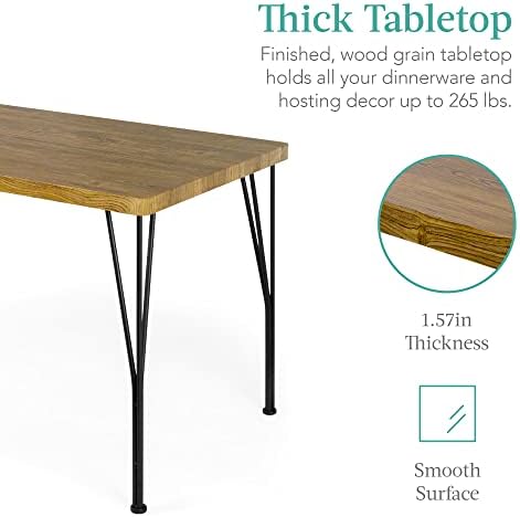 Best Choice Products 5-Piece Metal and Wood Indoor Modern Rectangular Dining ...