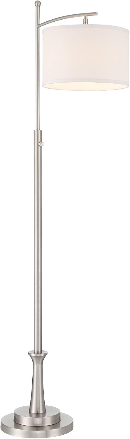 Possini Euro Design Burbank 64" Tall Brushed Nickel Downbridge Floor Lamp