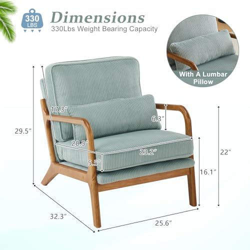 VINGLI Upgraded Premium Corduroy Accent Chair,Upholstered Arm Chair,Solid Woo...