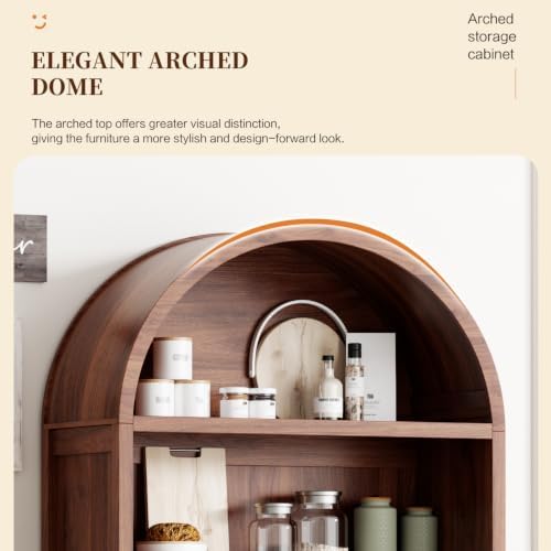 Ieejdn 71.34" Tall Arched Kitchen Pantry,Modern Fluted Wood Storage Cabi...
