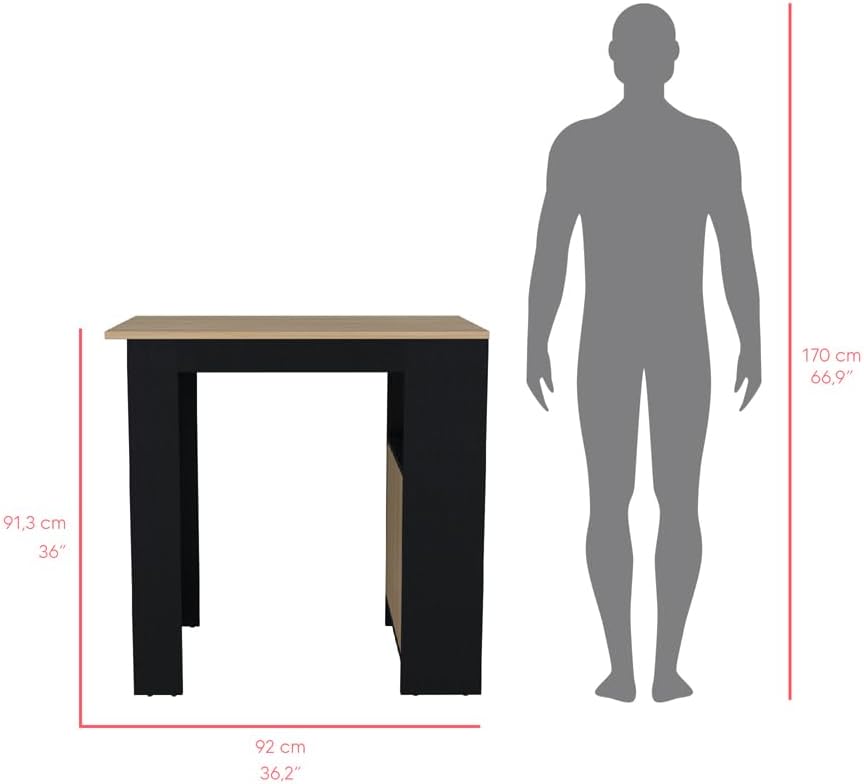 Kitchen Island Wynne with Black+Natural, Engineered Wood | Engineered wood ki...