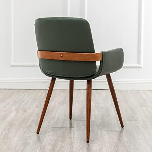 LUNLING Mid Century Modern Faux Leather Dining Chairs Set of 2, Green, Uphols...