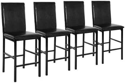 Homelegance Tempe Dining Counter Height Chair (Set of 4), Faux Leather, Dark ...