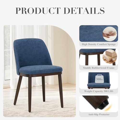 COLAMY Upholstered Dining Chairs Set of 2, Modern Kitchen Chairs with Back, L...