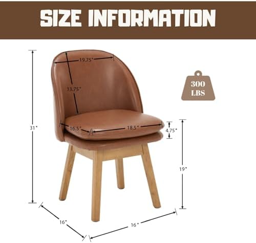 ROCITY Swivel Dining Chairs Set of 6, Faux Leather Kitchen Chairs with Solid ...
