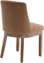 Modern Dining Chairs Set of 2, Comfortable Velvet Fabric Upholstered Kitchen Side Chairs with Back and Wood Legs for Living Room, Khaki