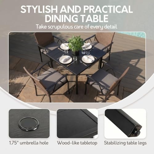 5-Piece Patio Dining Set for 4, Outdoor Dining Set with 4 Wicker Patio Dining...