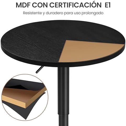 Yaheetech 3-Piece Bar Table and Stools, PU Leather Full Black