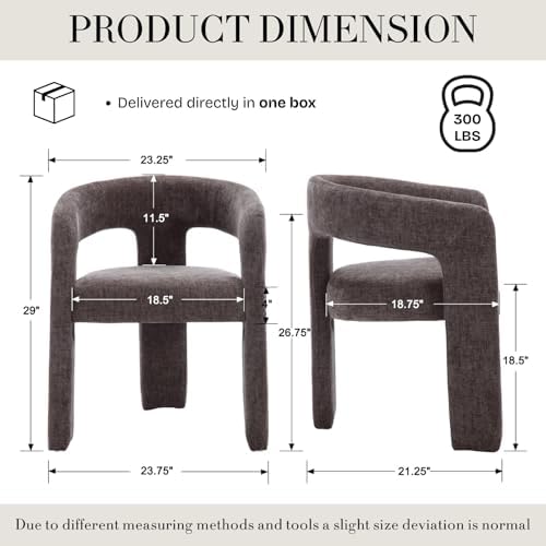 Modern Chenille Barrel Dining Chair Upholstered Fabric Dining Room Chair with...