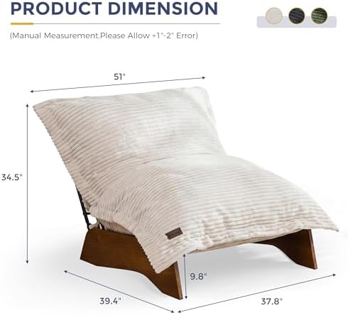 MAXYOYO Adjustable Living Room Chair, 3-Position Bean Bag Chair with Frame | ...