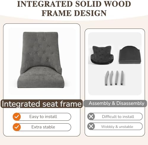 LSSBOUGHT Tufted Dining Chairs Set of 2, Modern Upholstered Accent Chairs wit...