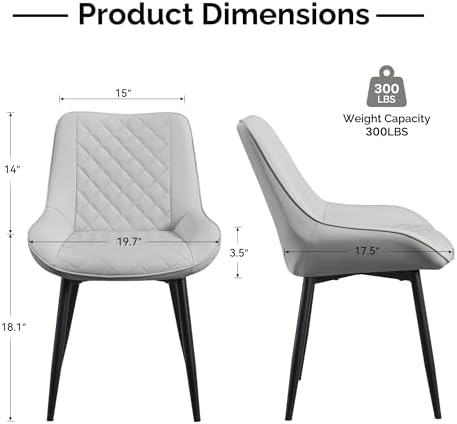 Dining Chair Set of 6, Modern Dining Chairs with Thick Cushions, Faux Leather...