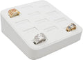 Novel Box 12-Slot White Leatherette Rings/Earrings/Cufflinks Holder Tray 5.75x5x2 Inches - Ring Holder Organizer for Selling or Personal Use - Jewelry Display Trays for Special Occasions
