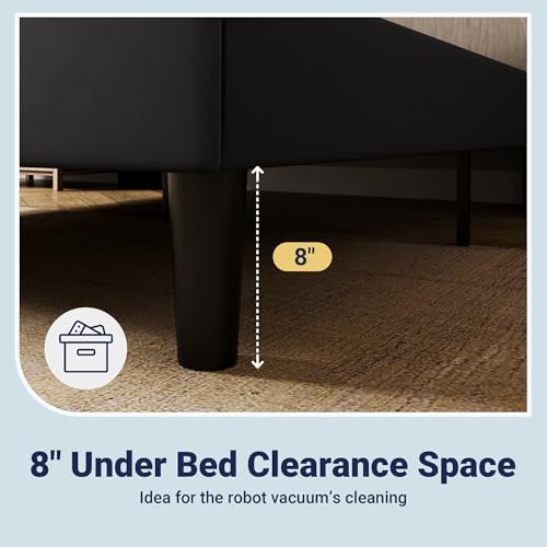 Allewie Full Size Platform Bed Frame with Velvet Upholstered Wingback Headboa...
