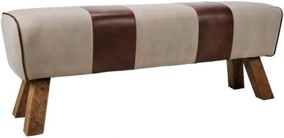 Moe's Home Collection Pommel 18.5" Leather Upholstered Bench in Brow...