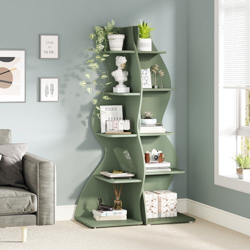 Tribesigns Corner Shelf, Modern 5-Tier Wall Corner Bookshelf, Stylish Corner ...