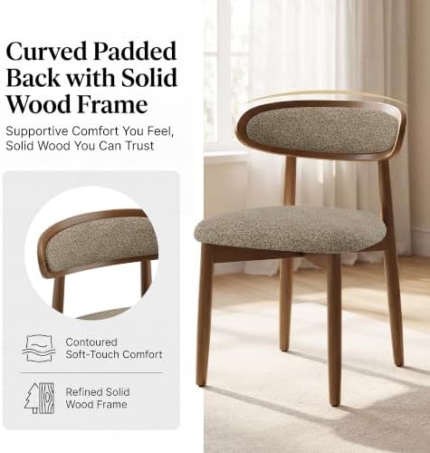 Wooden Dining Chairs set of 4, Farmhouse Dinner Chairs with Curved Back