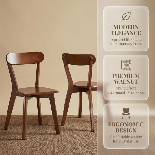 HNY Farmhouse Solid Wood Dining Chairs Set of 6, Mid Century Modern Armless K...