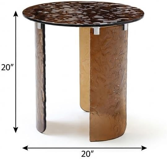 HomeRoots 20" Bronze Glass Round End Table