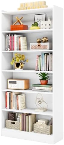 Tribesigns 78-inch Tall Bookcase, Modern 7-Tier White Library Bookshelf with ...
