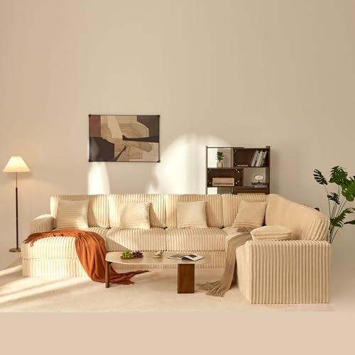 GOSUHI 139" U-Shaped Cloud Couch, Modular Sectional, Deep Seats, White |...