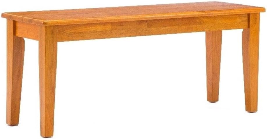 BOWERY HILL 44" Solid Rubberwood Dining Bench, Oak Finish, 18" Seat...