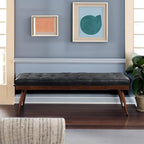 POLY & BARK Napa Luca Leather Bench, Onyx Black