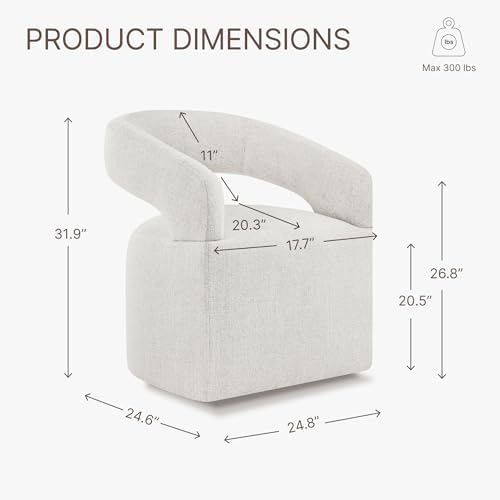 KISLOT Upholstered Dining Chairs Set of 4 with Casters, Light Beige