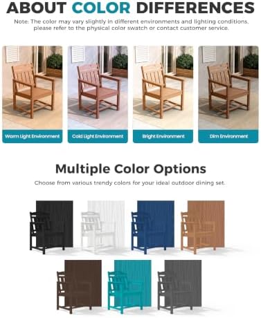 Ciokea HDPE Outdoor Dining Set of 6, Patio Table and Chairs Sets, Teak