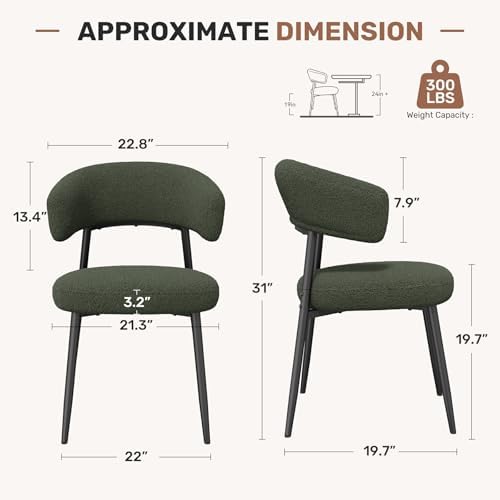 Dining Chairs Set of 4, Mid Century Modern Kitchen Chairs, Boucle Upholstered...