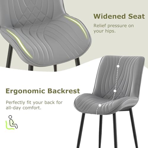 VECELO Dining Chairs Set of 4, Modern Upholstered Faux Leather Cushion Seat a...