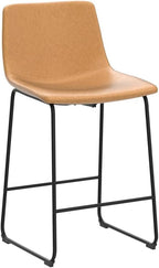 LEMBERI 26 inch Bar Stools Set of 4, Modern Counter Height Bar Stools Faux Leather Barstool with Back and Metal Leg, Armless Bar Chairs for Kitchen Island (Whisky, 4pcs 26")