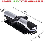 Motorized Tie Rack Closet Organizer with LED Lights Includes J Hooks for Wired Shelving Stores Up to 72 Ties & 8 Belts Operates with Batteries