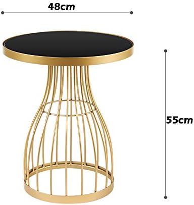 Telephone Table, Black Tempered Glass Side Table Living Room Wrought Iron Cor...