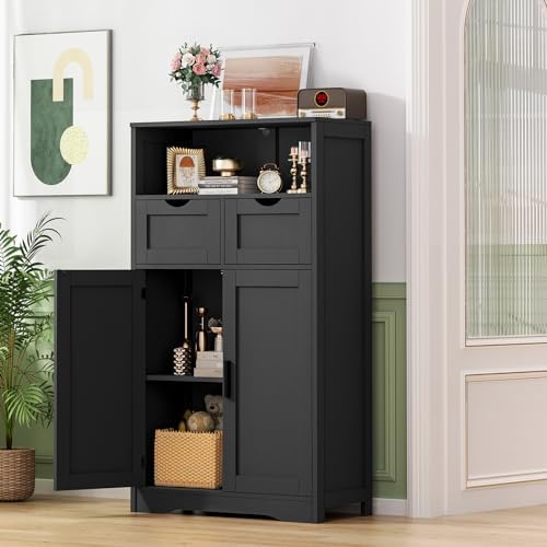 Iwell Bathroom Storage Cabinet with 2 Drawers, Small Kitchen Pantry Cabinet