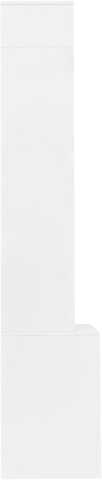98.4" W Wall Unit Entertainment Center with Bookshelves for TVs up to 80", Modern TV Stand Media Console with Cabinets, Tempered Glass Doors for Living Room (White/T3)