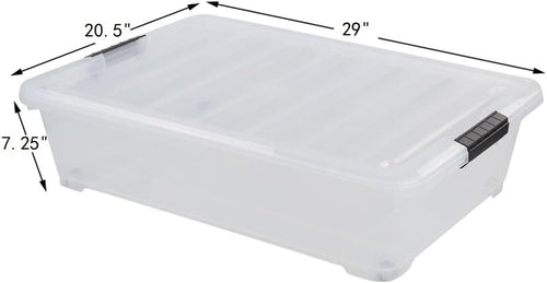3 Packs 50 QT Plastic Under Bed Storage Bins with LatchLids, Underbed Storage Containers with Wheels for Closet Organizers