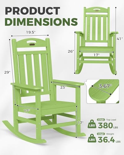 Rocking Chairs Outdoor, Oversized Patio Rocking Chair, All Weather Resistant ...