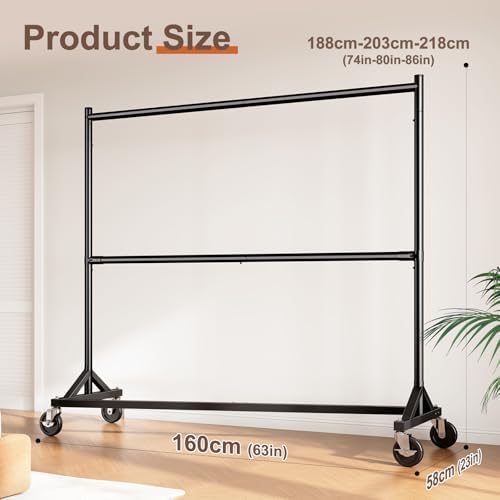 HOKEEPER Z Rack, Clothes Rack Hold 550LB Adjustable Height Black 2 Packs