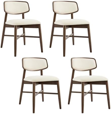 CHITA Wooden Dining Chairs Set of 4, Upholstered Seat, Walnut