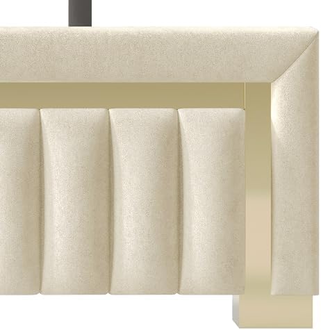 HOME DESIGN Olathe King Size Upholstered Panel Bed Frame, Vertical Channel Tu...