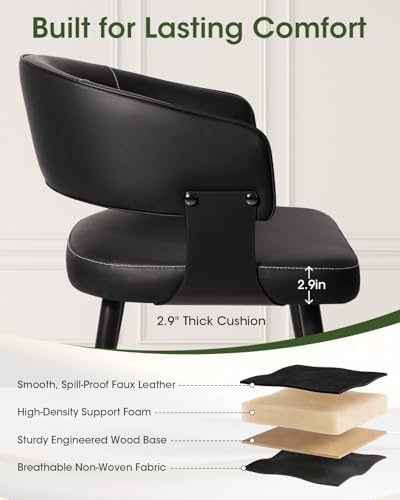 Dining Chairs Set of 6, Modern Faux Leather Kitchen Chairs
