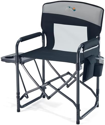 DMH OUTDOORS Camping Directors Chair with Side Table & Breeze Mesh Backrest