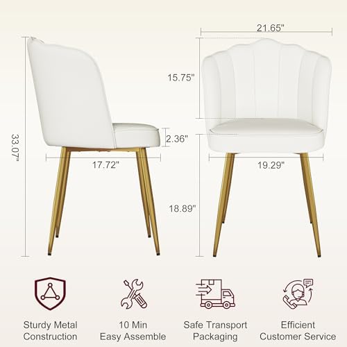 VECELO Velvet Dining Chairs Set of 2, Modern Upholstered Kitchen Chairs with ...
