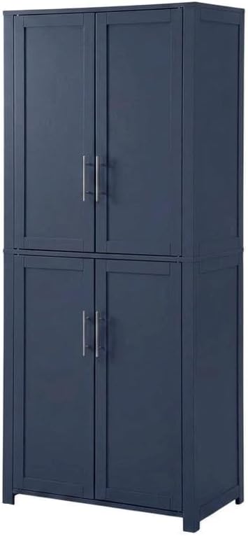Furnifact Blue Tall Kitchen Storage Pantry, Food Organization, Anti-Tip Mecha...