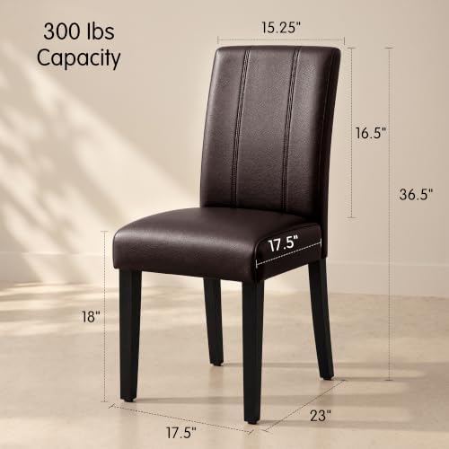CHUN YI Dining Chairs Set of 4, Faux Leather Dining Room Chairs, Upholstered ...