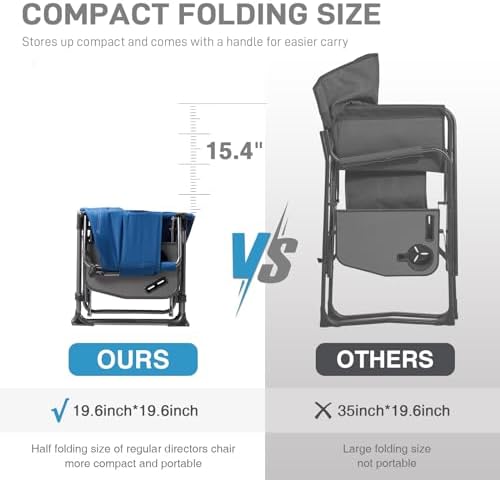 EVER ADVANCED Camping Directors' Chair with Side Table, Portable Folding ...